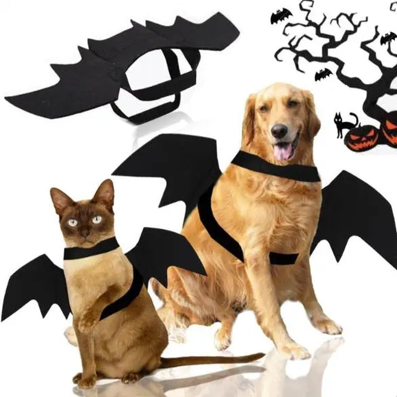 Pet Soft Black Cat Bat Wings Costume for Halloween - Available in Small, Medium, and Large Sizes